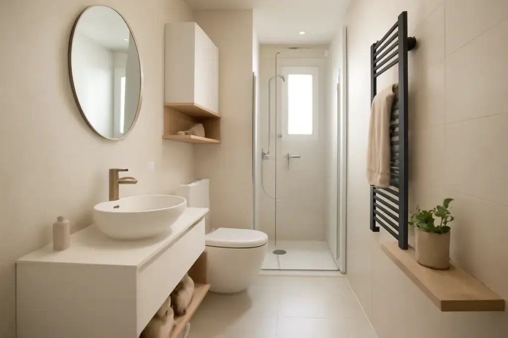 Come arredare un bagno stretto ma lungo? Idee salvaspazio che danno ampiezza visiva