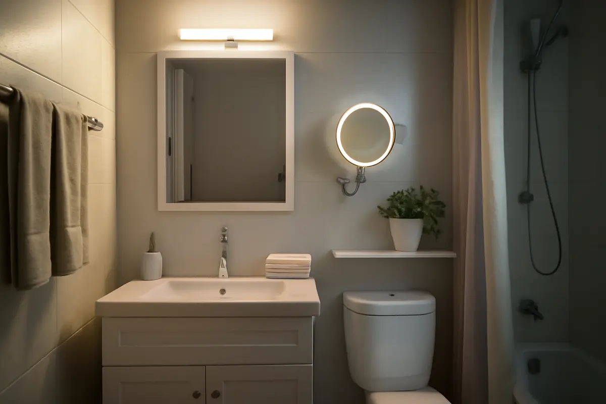 Soluzioni per bagno piccolo senza finestra: gli accessori che risolvono luce e ariosità